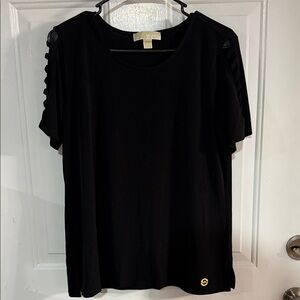 Michael Kors Black Short Sleeve Top with Shoulder Details